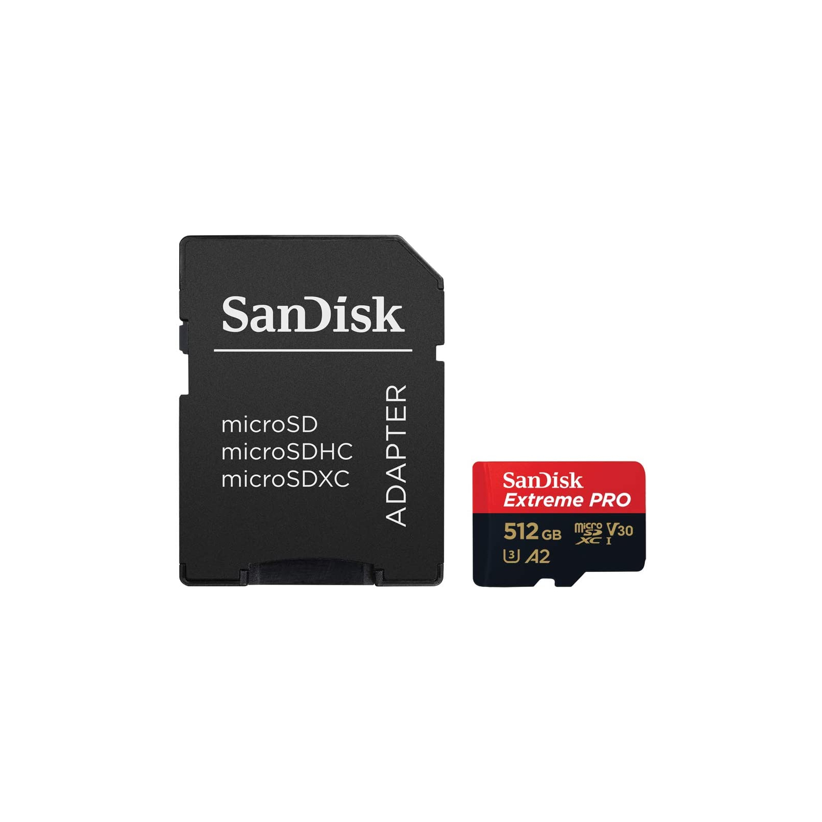 Карта пам'яті SanDisk 512 GB microSDXC UHS-I U3 Extreme Pro+SD Adapter (SDSQXCD-512G-GN6MA)