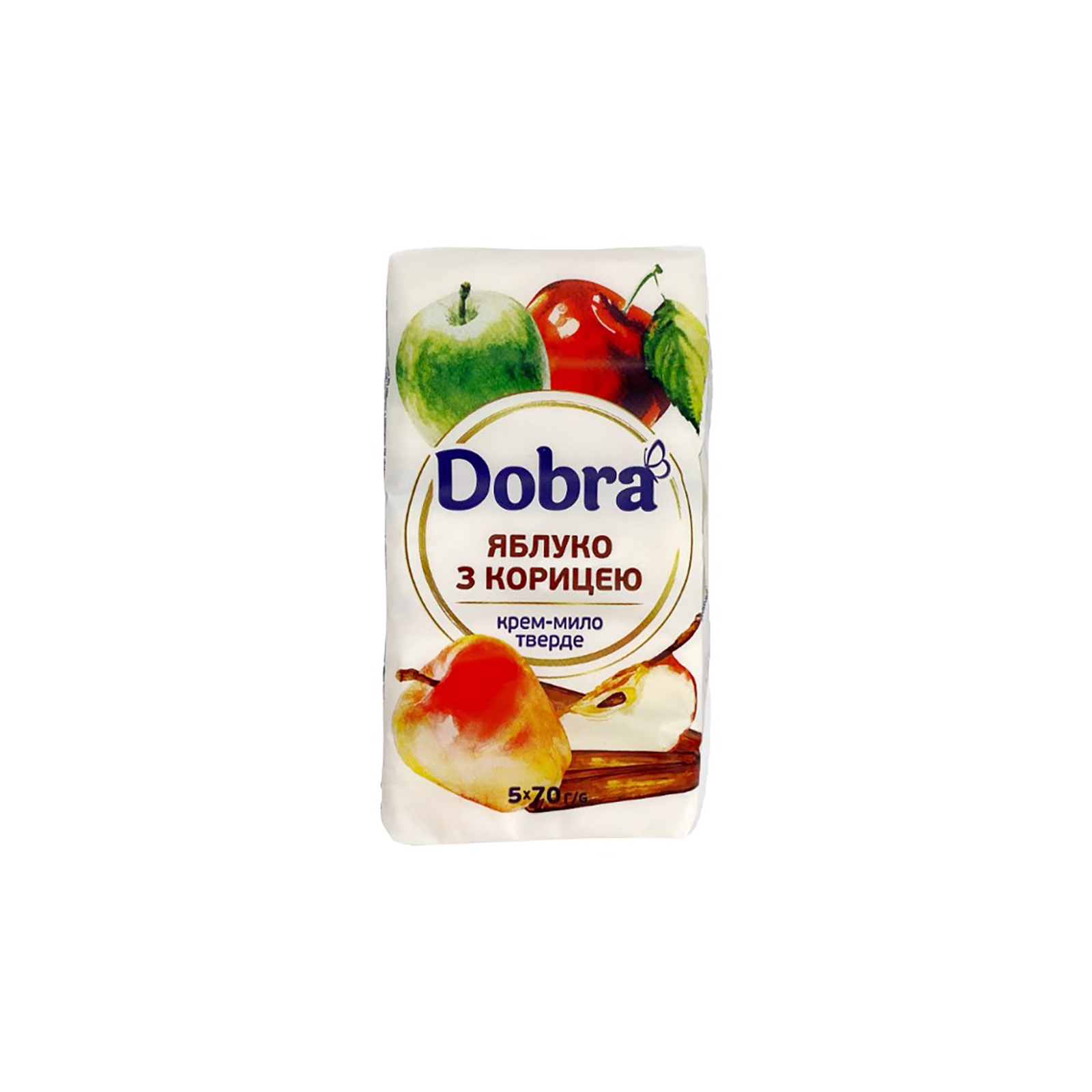 Твердое мыло Dobra Яблоко с корицей 5 х 70 г (4820195509203)
