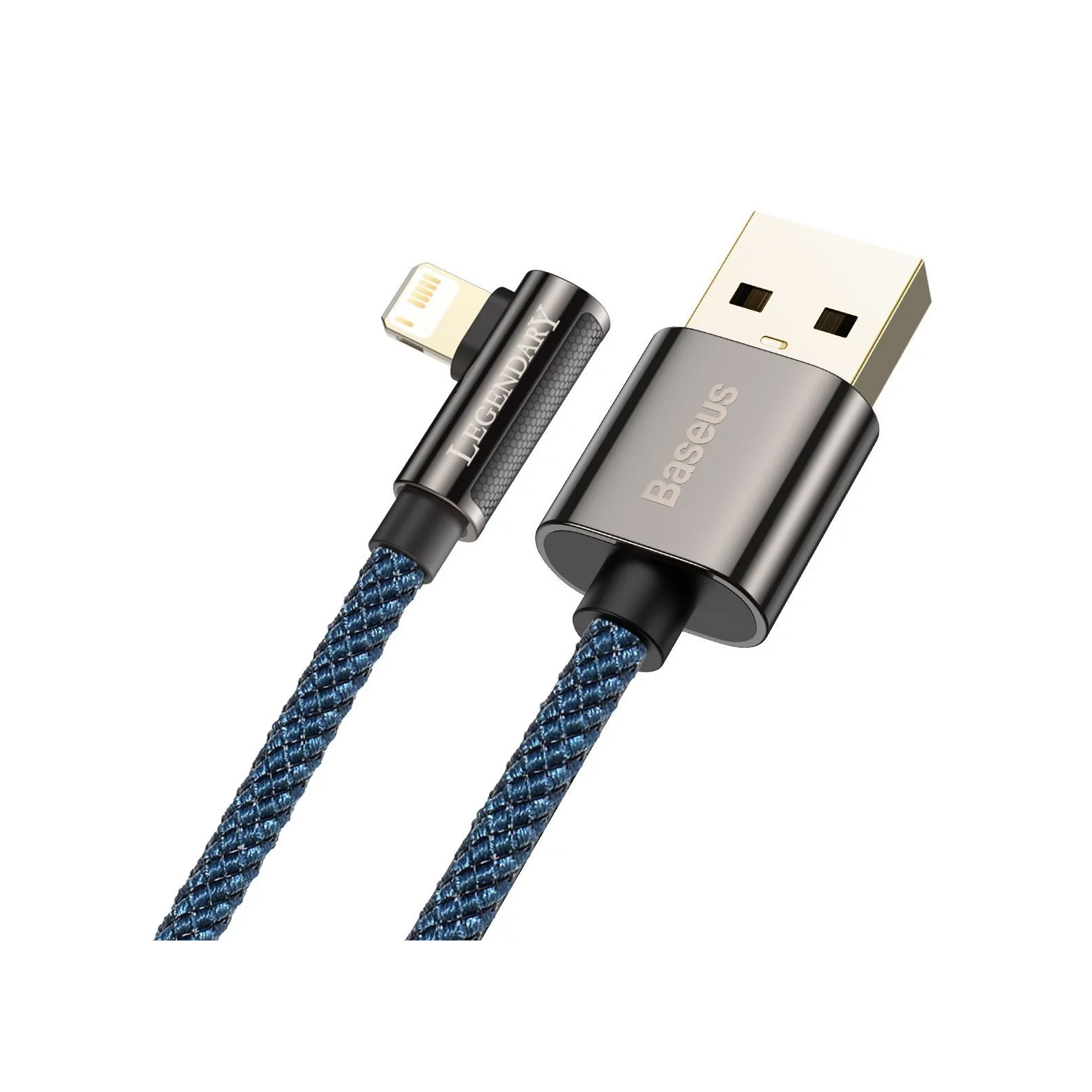 Дата кабель USB 2.0 AM to Lightning 2.0m CACS 2.4A 90 Legend Series Elbow Blue Baseus (CACS000103) зображення 3