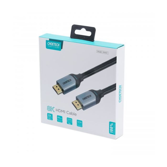 Кабель мультимедийный HDMI to HDMI 2.0m V.2.1 8K 60Hz HDR10 HLG 48Gbps YUV 444 Choetech (XHH01-BK) изображение 10