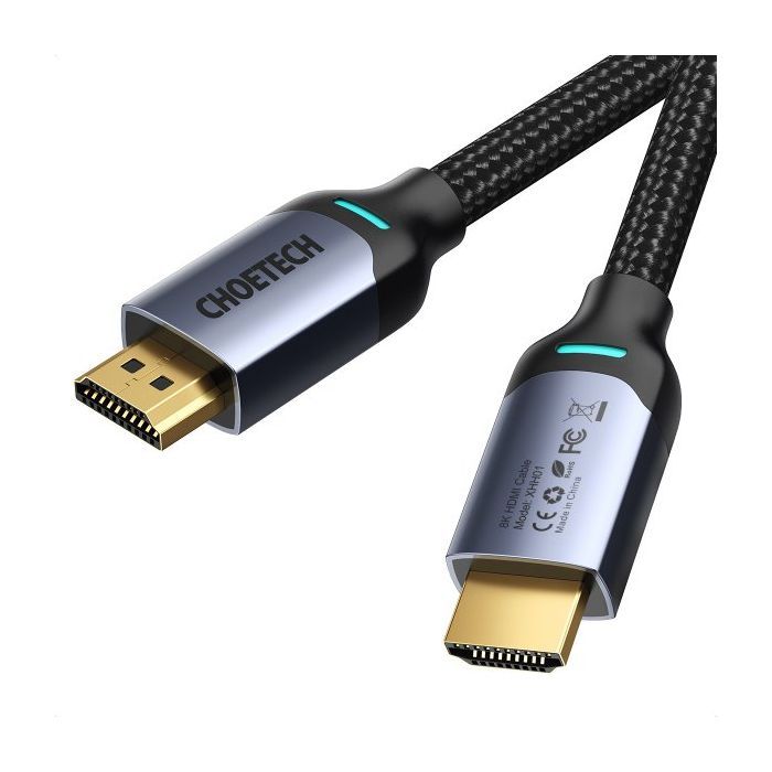 Кабель мультимедийный HDMI to HDMI 2.0m V.2.1 8K 60Hz HDR10 HLG 48Gbps YUV 444 Choetech (XHH01-BK) изображение 2