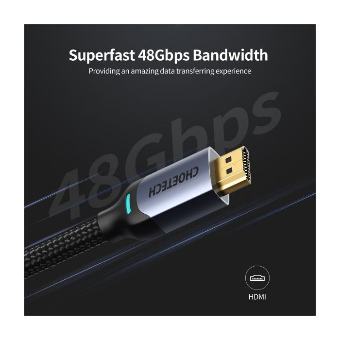 Кабель мультимедийный HDMI to HDMI 2.0m V.2.1 8K 60Hz HDR10 HLG 48Gbps YUV 444 Choetech (XHH01-BK) изображение 4