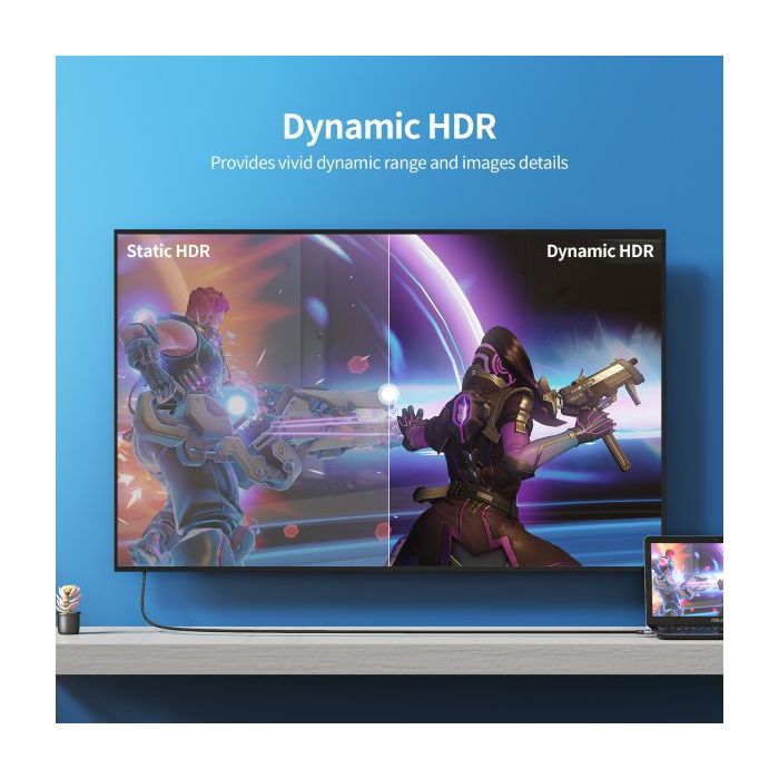 Кабель мультимедийный HDMI to HDMI 2.0m V.2.1 8K 60Hz HDR10 HLG 48Gbps YUV 444 Choetech (XHH01-BK) изображение 8