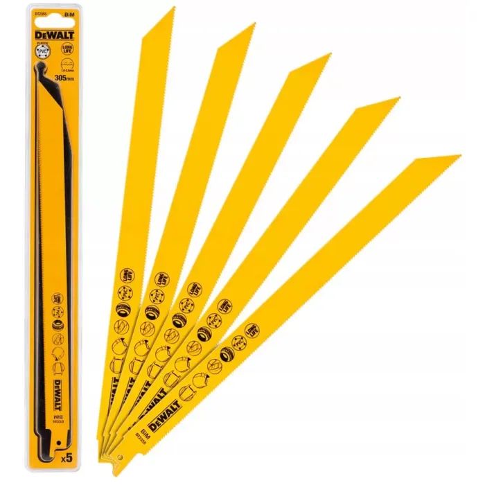Полотно DeWALT для сабельных пил, биметалическое, 305 мм, 10-14 TPI, 5 шт (DT2355) изображение 3