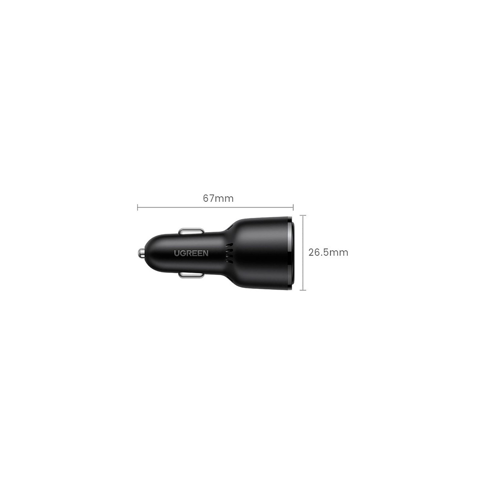 Зарядний пристрій Ugreen 2xUSB-C PD+USB-A QC 69W Fast Car Charger Black (CD239) (20467) зображення 2