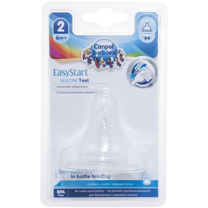 Соска Canpol babies EasyStart силиконовая с широким горлышком, средняя 1 шт. (21/721) изображение 2