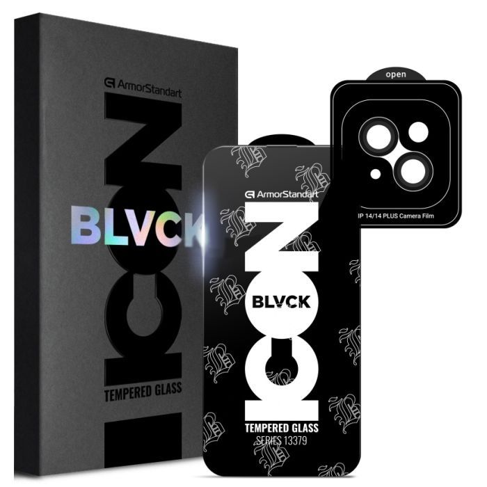Стекло защитное Armorstandart Supreme Plus Black Icon Apple iPhone 14 (ARM68071)