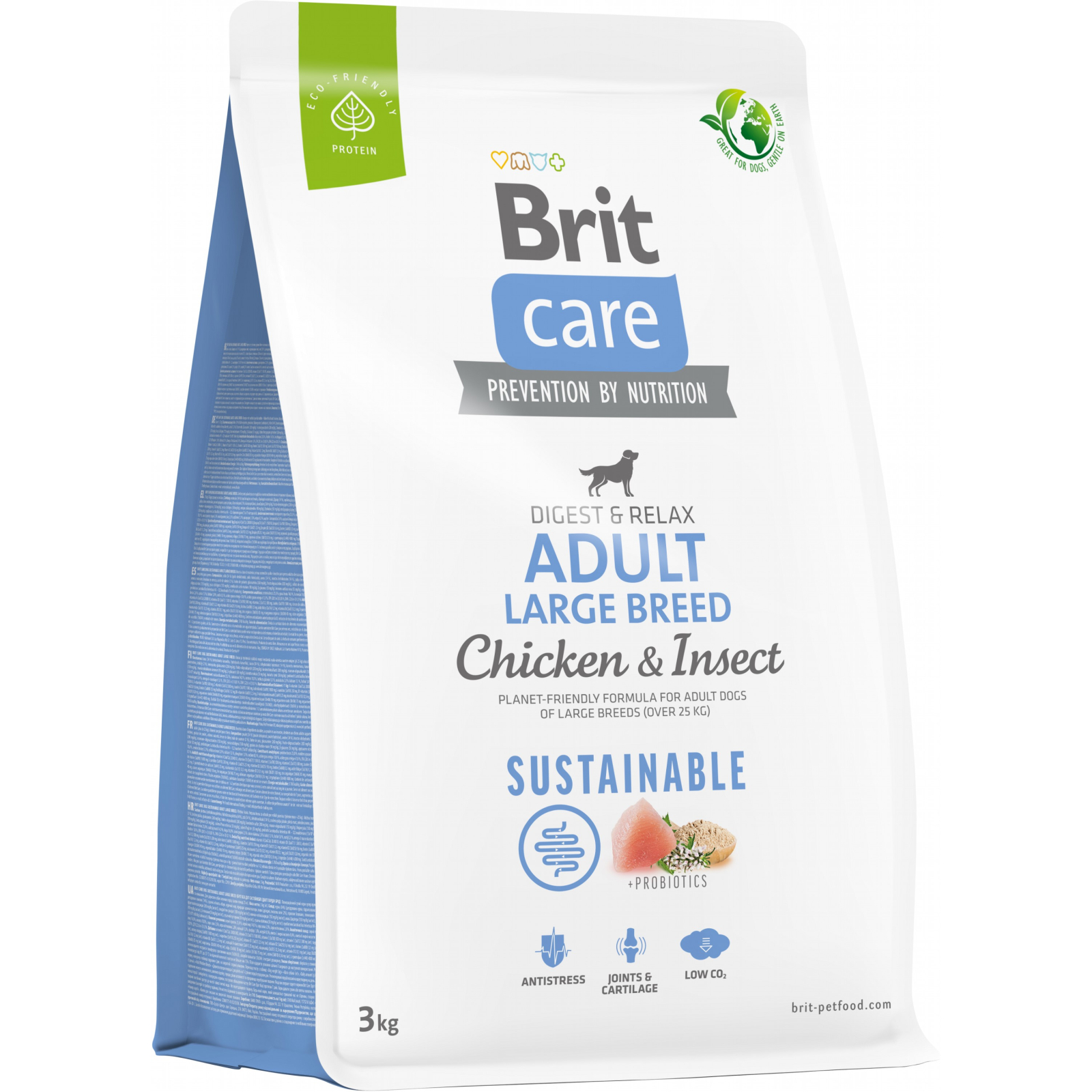 Сухой корм для собак Brit Care Dog Sustainable Adult Large Breed с курицей и насекомыми 3 кг (8595602558759)