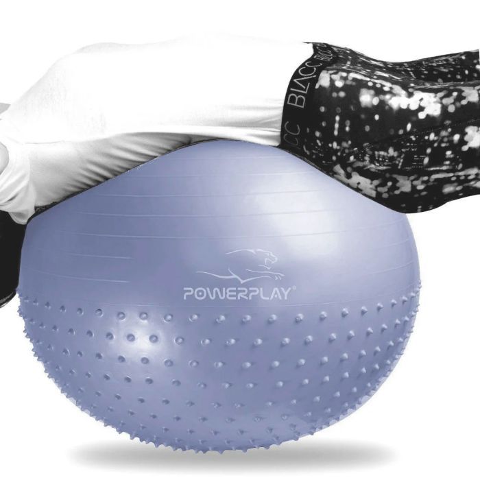 Мяч для фитнеса PowerPlay 4003 75см Блакитний + помпа (PP_4003_75_Sky_Blue) изображение 3
