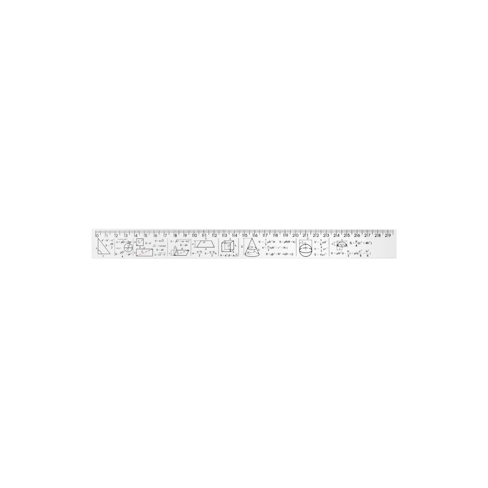 Линейка Economix 30 см геометрические фигуры и формулы, печатная (E81330-04)