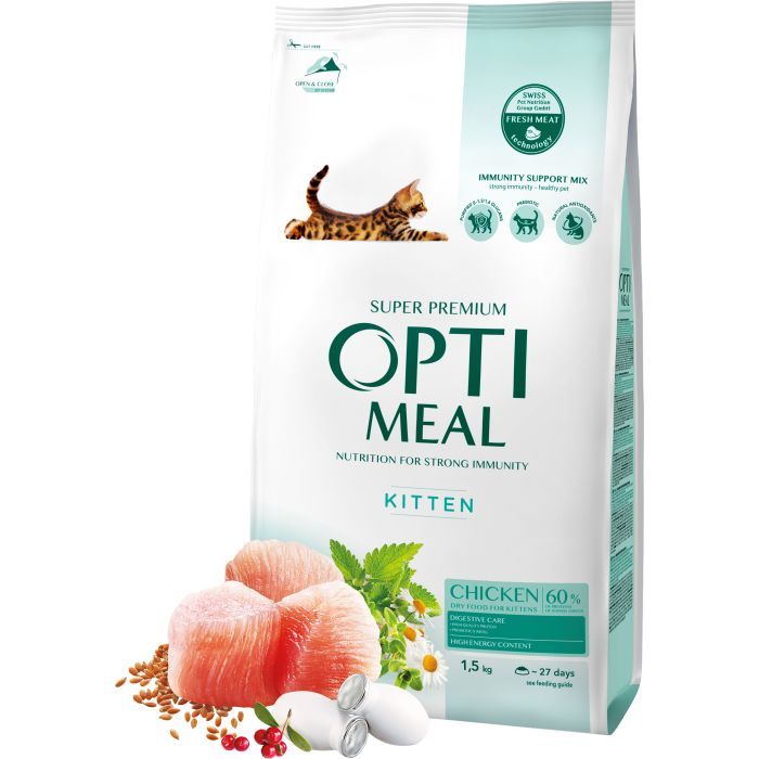 Сухой корм для кошек Optimeal для котят со вкусом курицы 1.5 кг (4820215369664)
