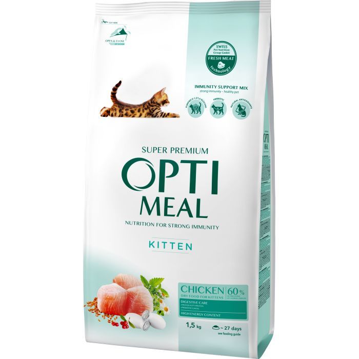 Сухой корм для кошек Optimeal для котят со вкусом курицы 1.5 кг (4820215369664) изображение 3