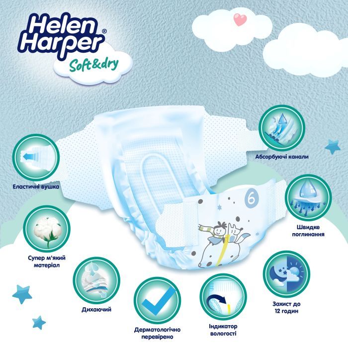 Підгузки Helen Harper Soft&Dry New XL Розмір 6 (15+ кг) 26 шт (2316780) зображення 2