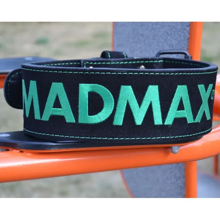 Атлетический пояс MadMax MFB-301 Suede Single Prong шкіряний Black/Green M (MFB-301_M) изображение 9