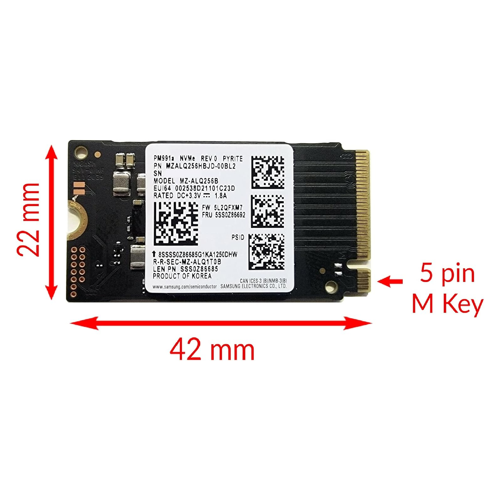 Накопитель SSD M.2 2242 256GB Samsung (MZALQ256HBJD) изображение 2