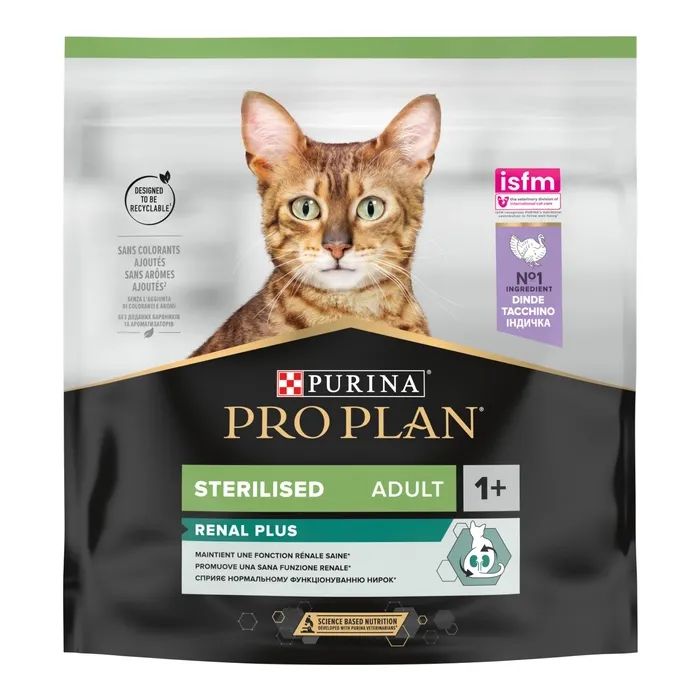 Сухой корм для кошек Purina Pro Plan Sterilised Adult 1+ Renal Plus Для взрослых стерилизованных С индейкой 400 г (7613033564673)