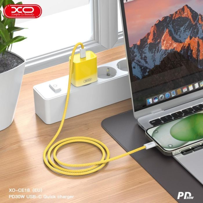 Зарядний пристрій XO CE18 PD30W USB-C Yellow (XO-CE18-YEL) зображення 3