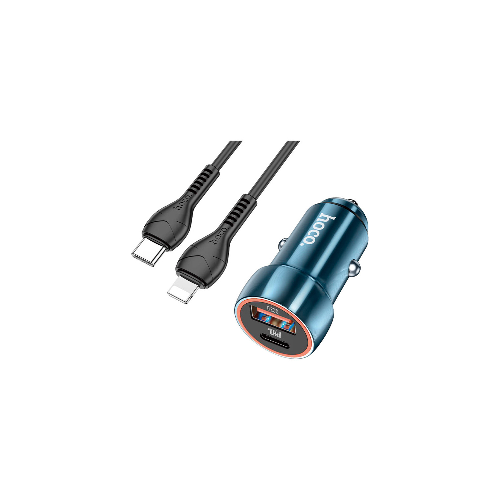 Зарядний пристрій HOCO Z46A set (C to iP) USB-A/Type-C Sapphire Blue (6931474770363) зображення 2