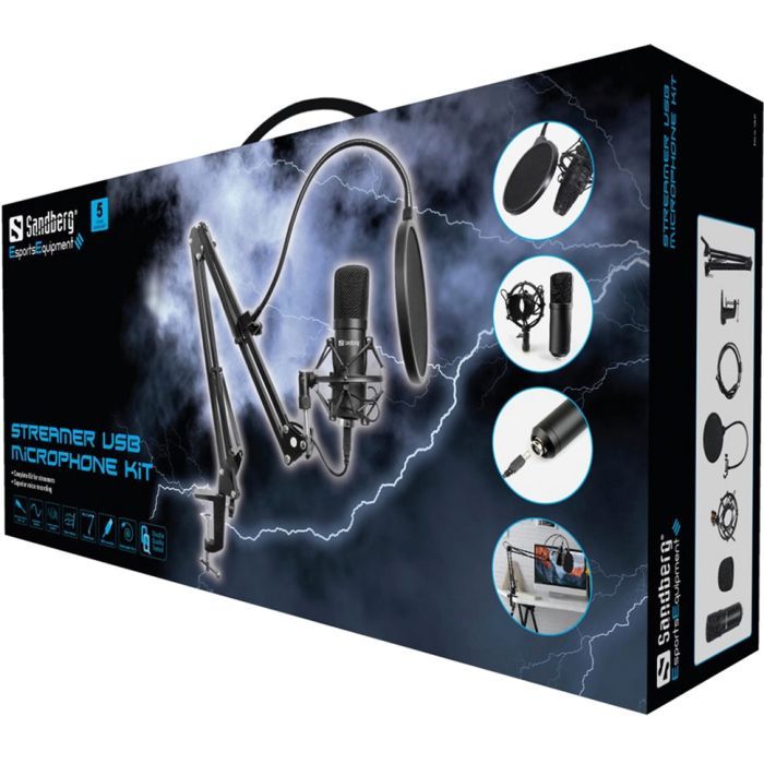 Мікрофон Sandberg Ігровий стрім мікрофон Sandberg Streamer Kit USB, кабель 2,5м. (126-07) зображення 3