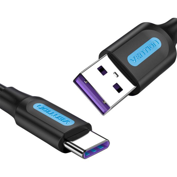 Дата кабель USB 2.0 AM to Type-C 0.5m 5.0A (25W) PVC black Vention (CORBD) зображення 3