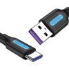 Дата кабель USB 2.0 AM to Type-C 0.5m 5.0A (25W) PVC black Vention (CORBD) зображення 3