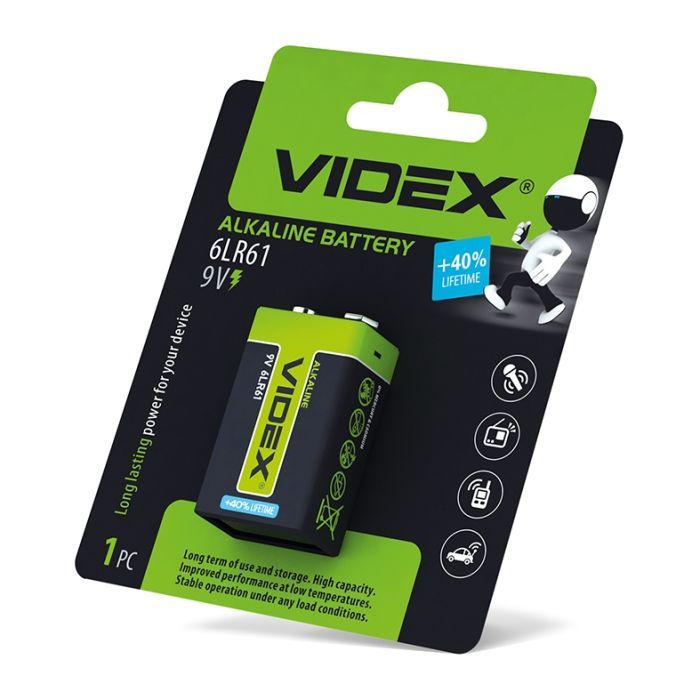 Батарейка Videx Крона 6LR61/9V щелочная 1шт (6LR61/9V/B)
