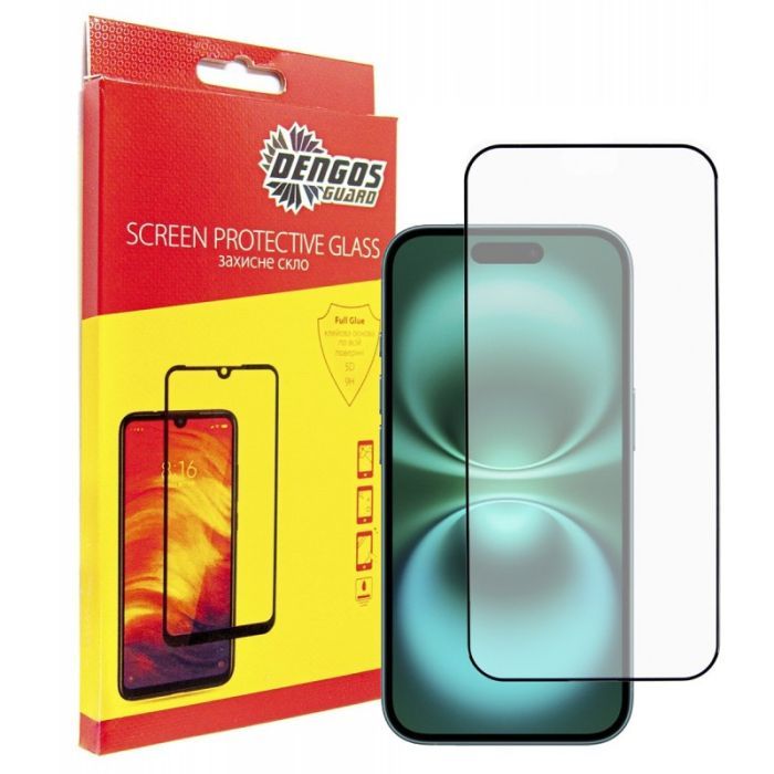 Стекло защитное Dengos Full Glue iPhone 16 (black) (TGFG-366)