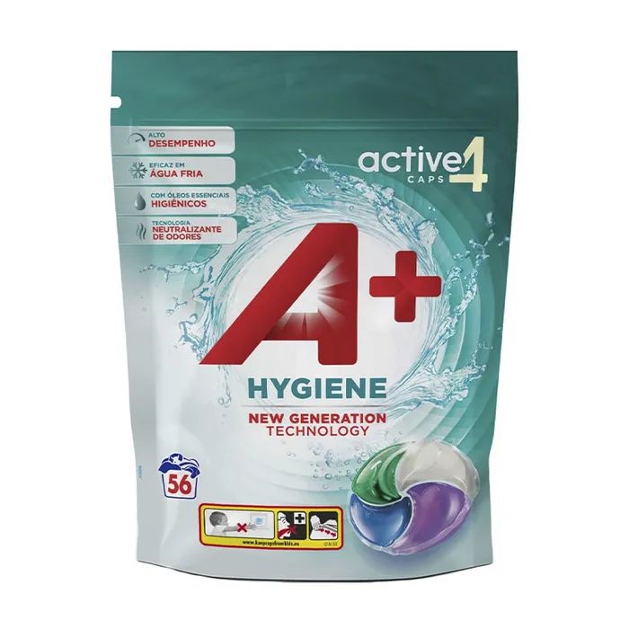 Капсулы для стирки A+ Hygiene Для всех типов тканей 56 шт. (8435495836216)