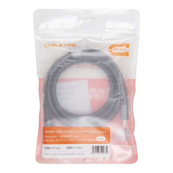 Кабель мультимедійний DisplayPort M to DisplayPort M 2.0m V2.1 Cabletime (CA914241) зображення 4