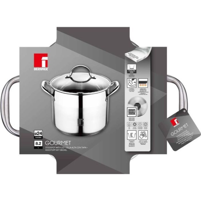 Каструля Bergner Gourmet, висока з кришкою 8.2 л (BG-6504) зображення 2