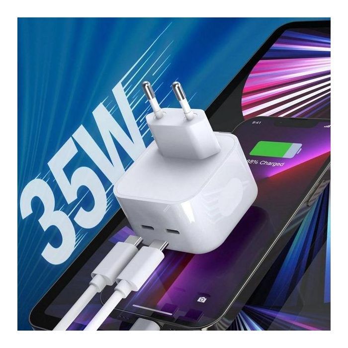 Зарядное устройство XO QC 3.0 L102 35W/2 USB-C White (XO-L102-WH) изображение 4