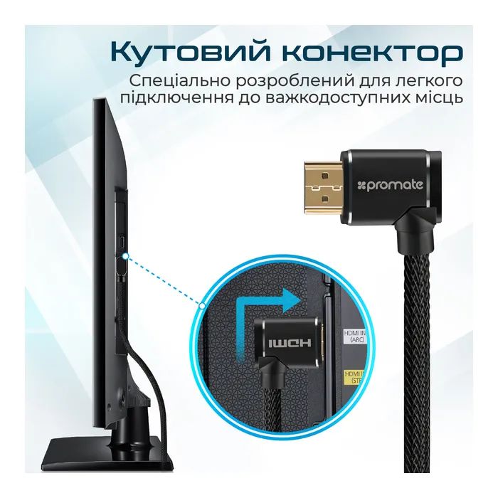 Кабель мультимедійний HDMI to HDMI v.2.0 prolink4k1-150.black Promate (prolink4k1-150.black) зображення 2
