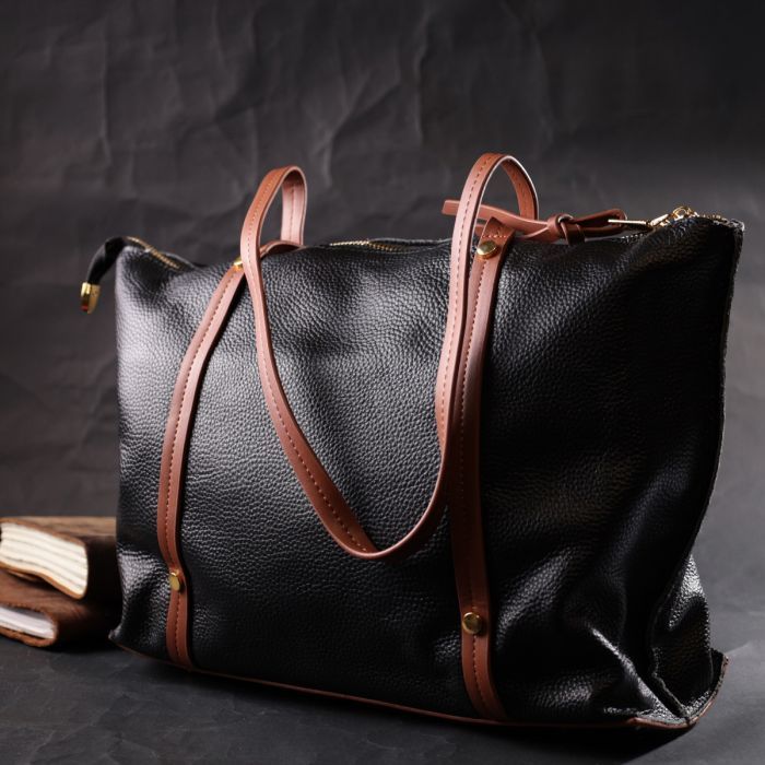 Сумка Vintage Из натуральной кожи Черная (22303) изображение 10