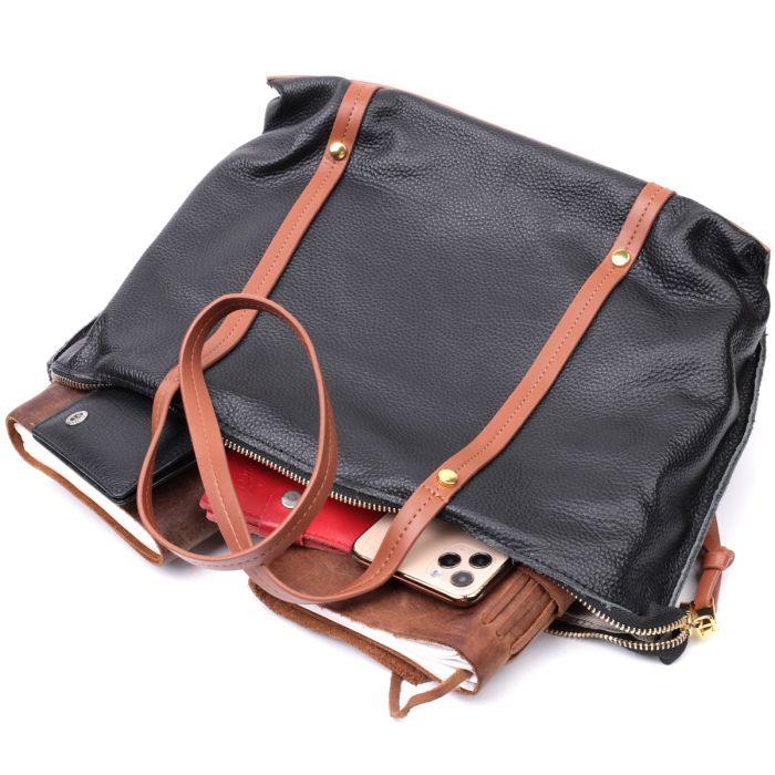 Сумка Vintage Из натуральной кожи Черная (22303) изображение 8