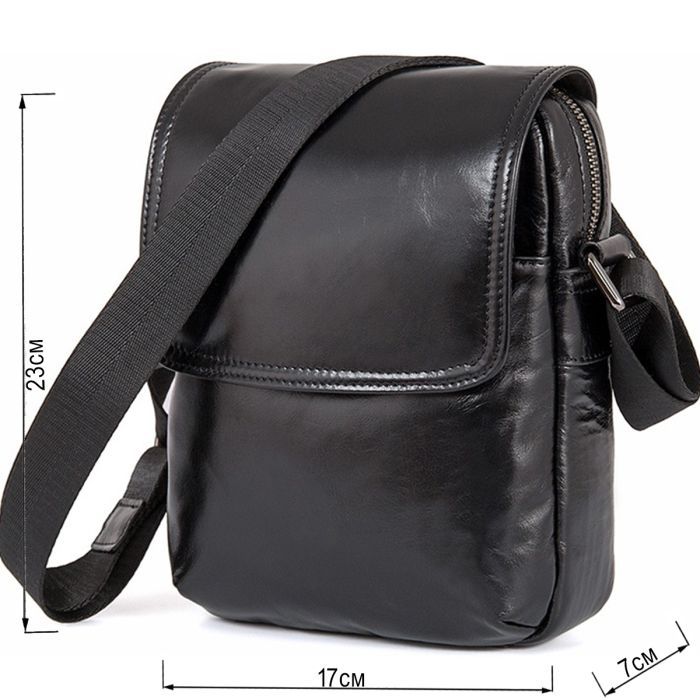 Сумка Vintage Кожаная Черная (14470) изображение 3