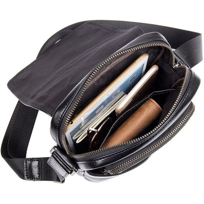 Сумка Vintage Кожаная Черная (14470) изображение 8