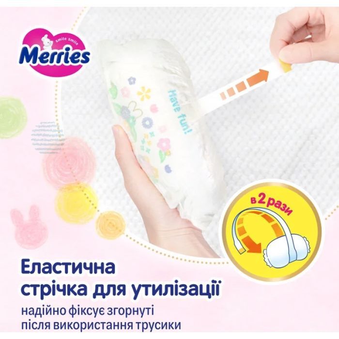 Подгузники Merries розмір M (6-11 кг) трусики 62 шт (4901301442949) изображение 8