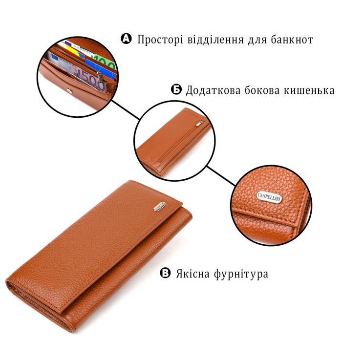 Гаманець Canpellini З натуральної шкіри Коричневий (21712) зображення 4