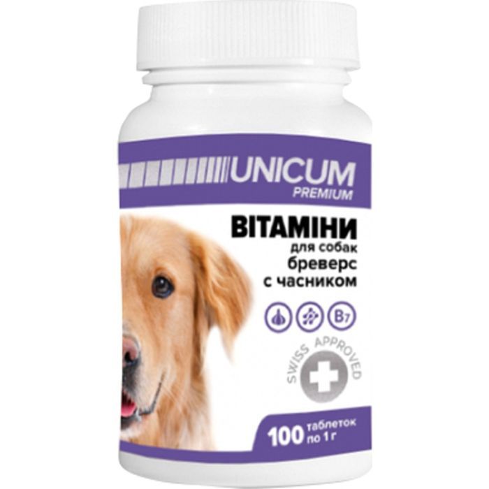 Вітаміни для собак Unicum PREMIUM Бреверс з часником 100 табл. (4820150202613) зображення 2
