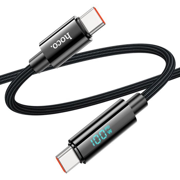 Дата кабель USB-C to USB-C 1.0m Benefit with display 100W U141 black HOCO (6942007611930) изображение 2