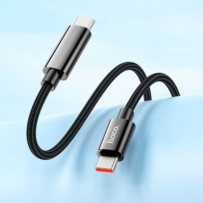 Дата кабель USB-C to USB-C 1.0m Benefit with display 100W U141 black HOCO (6942007611930) изображение 5