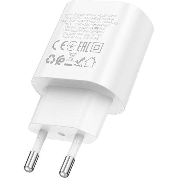 Зарядний пристрій BOROFONE BA82A Platinum USB-C PD25W White (6941991112256) зображення 5
