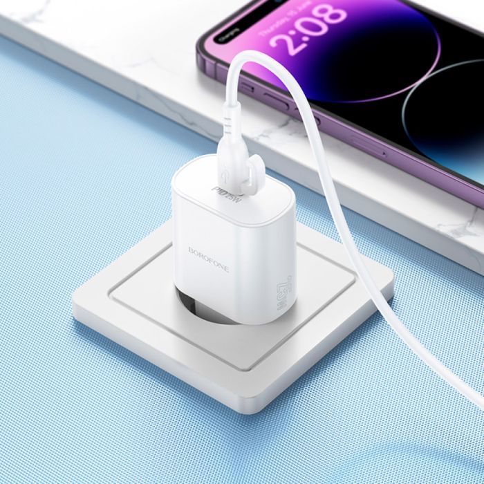 Зарядний пристрій BOROFONE BA82A Platinum USB-C PD25W White (6941991112256) зображення 7