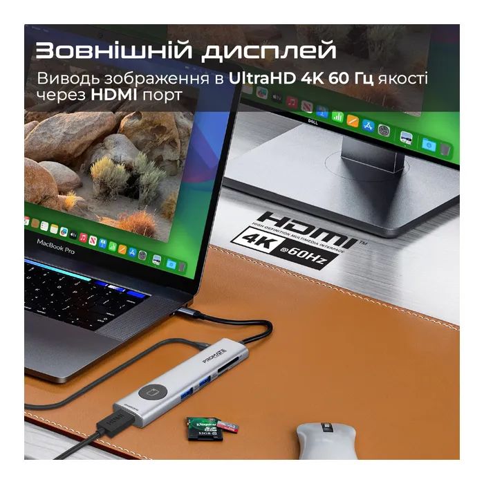Концентратор Promate USB-C 9-in-1 Promate comandhub-lite (comandhub-lite) изображение 3