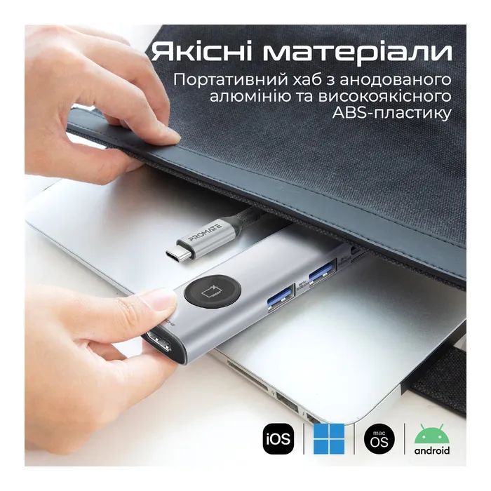 Концентратор Promate USB-C 9-in-1 Promate comandhub-lite (comandhub-lite) изображение 7
