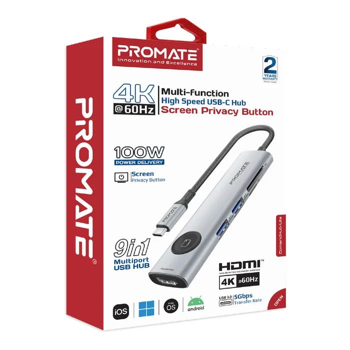 Концентратор Promate USB-C 9-in-1 Promate comandhub-lite (comandhub-lite) изображение 8