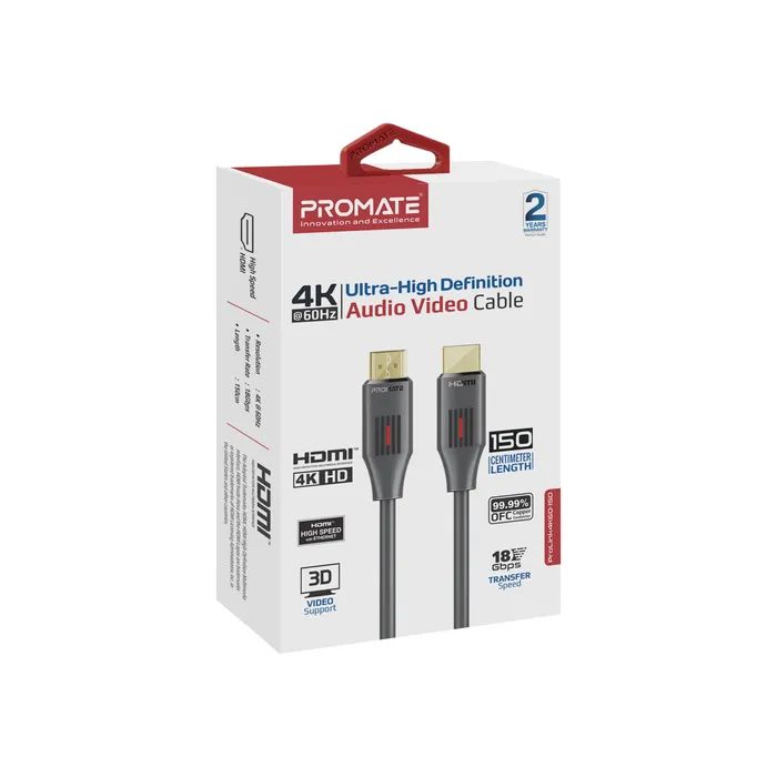 Кабель мультимедийный HDMI M to HDMI M 1.5m V2.0 black Promate (prolink4k60-150) изображение 2