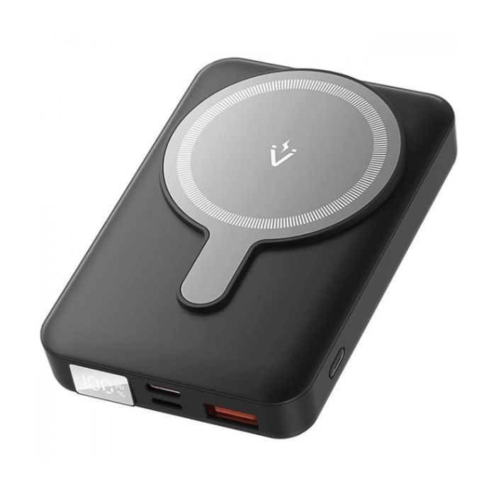 Батарея універсальна Vention Magnetic Wireless 10000mAh 22.5W 3A, PD, QC/3.0, USB-C, Lightning, LED Display, Black (FHTB0)