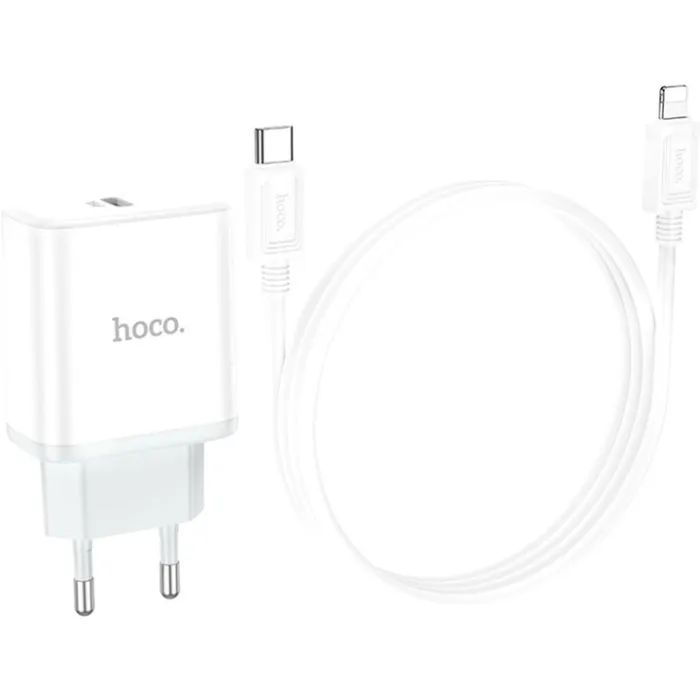 Зарядное устройство HOCO C104A USB-C PD20W + cable USB-C to Lightning white (6931474782908) изображение 6