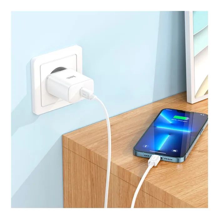 Зарядное устройство HOCO C104A USB-C PD20W + cable USB-C to Lightning white (6931474782908) изображение 7